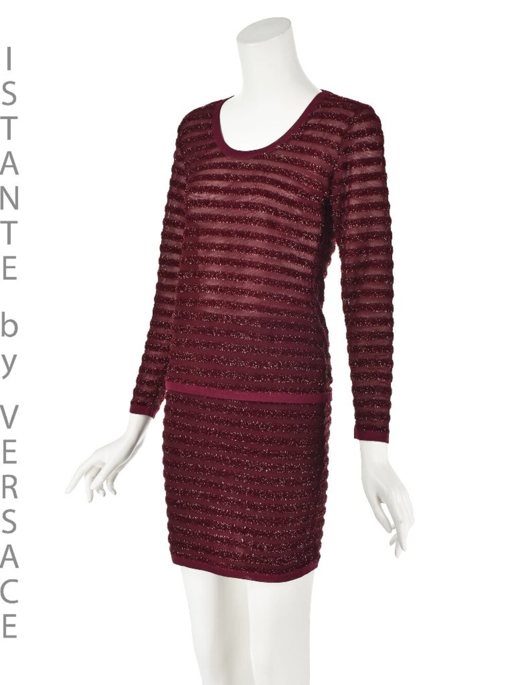 ISTANTE by VERSACE Vintage Burgundy Knit Top & Mini Skirt Set Size SM